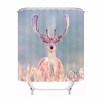 

Custom Waterproof Shower Curtain Deer Head Wall Decor Photo Printed Bathroom Decor Various Sizes #180320-02-248