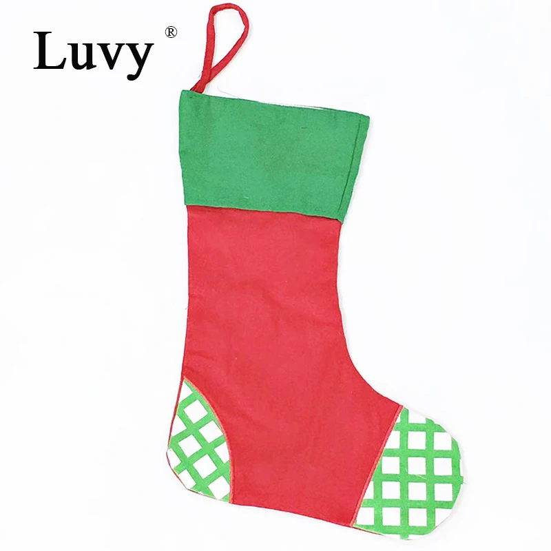 

Luvy 20pcs Santa Socks Christmas Large Stocking Xmas Canvas Candy Bag For Kids Party Decoration Christmas Gift Bags Handmade