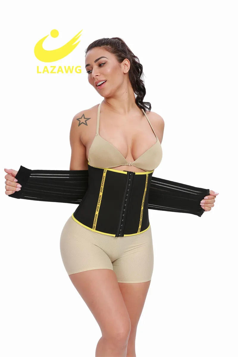 LAZAWG Hot Sweat Neoprene Belt Sauna Sweat Strap Waist Trainer Belt Tummy Control Cincher Body Shaper Slim Shapewear Workout Top