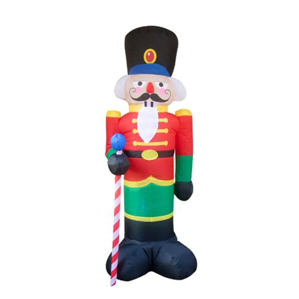 Baratos 240cm Cascanueces aire inflable Santa Claus al aire libre adornos navideños para el hogar Decoración de patio jardín Feliz Navidad noel 2019