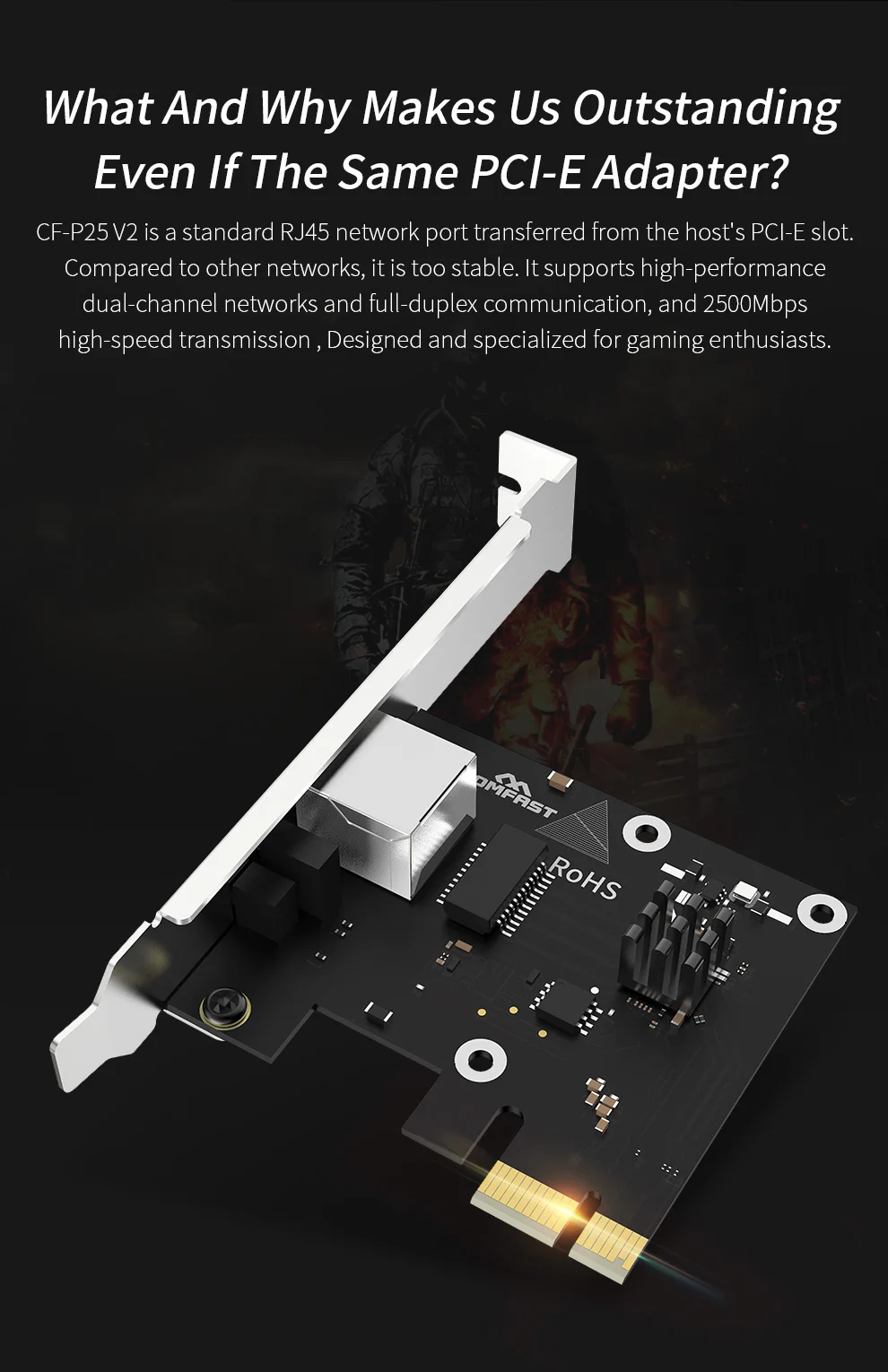 fio computador pci-e 2.5g adaptador de rede lan dongle