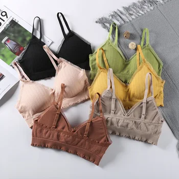 

Seamless Striped Adjustable Shoulder Strap Lace Beauty Back Tube Top All-match No Steel Ring Sling Female Ropa Interior Mujer