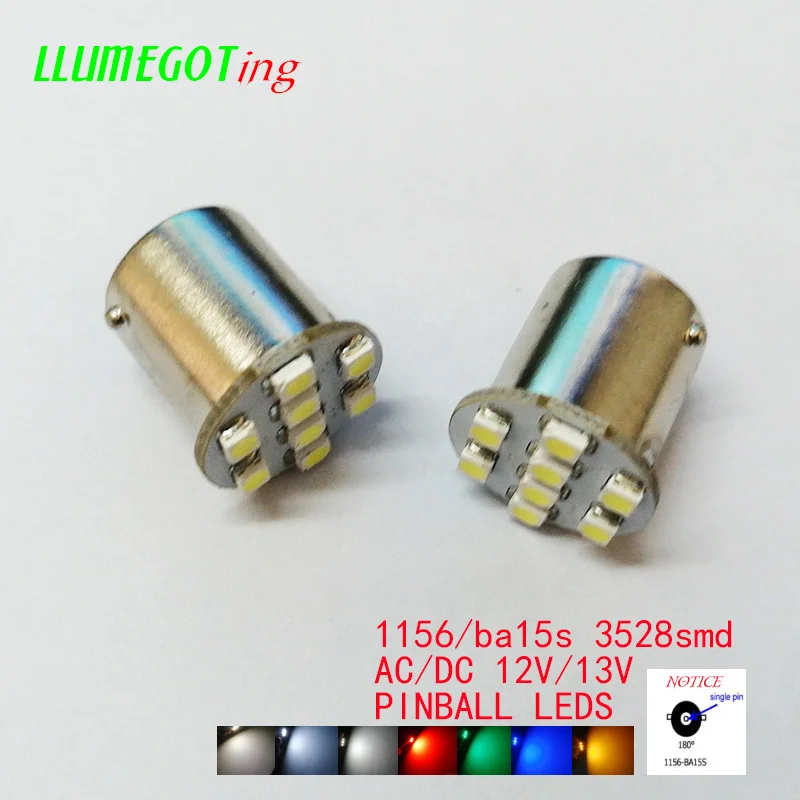 50개 1156 BA15S  8x SMD3528 다양한 색상 사용 가능 무극성 AC DC..