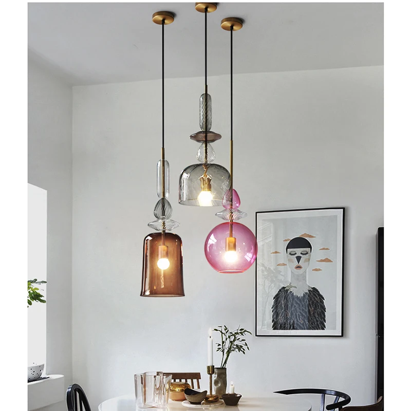 Современный стеклянный подвесной светильник s Home Deco Candy, подвесной светильник для кухни, спальни, светильник, светодиодный подвесной светильник, лампа