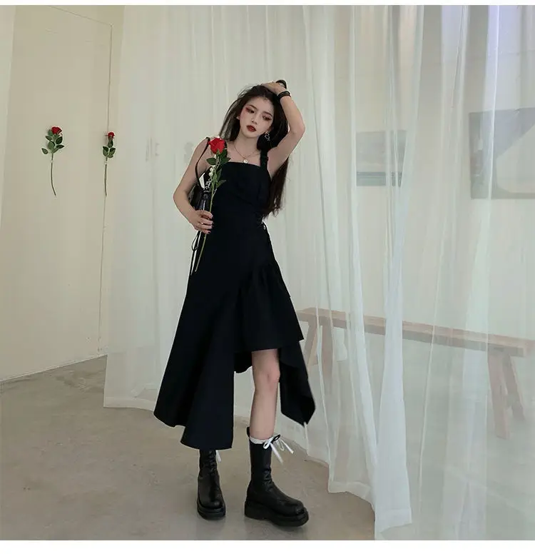 Dress Women Sleeveless Spaghetti Strap Black Slim Irregular A-line Dresses Elegant Streetwear Womens Trendy Sexy Club Wear Party purple dress