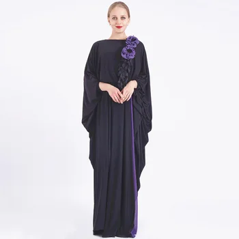 

Ramadan Abaya Women Fashion Flower kaftan Gown Batwing Sleeve Robe Loose maxi Dress Turkish Jilbab Arab Gown Islamic Clothing