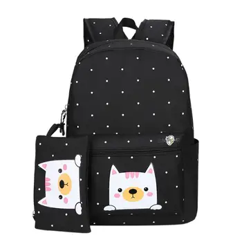 

Cute Dots Print Backpacks Women Girls Nylon Casual Travel Shoulder Schoolbag Ladies Simple Large Capacity Knapsack