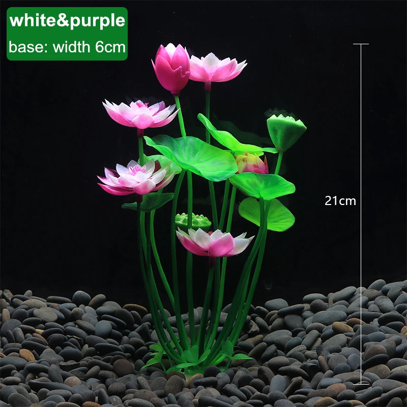 Artificial Aquarium Lotus Plant Decoration Landscaping Water Grass Fish Tank Ornaments Lotus Flower Aquatic Decor Background