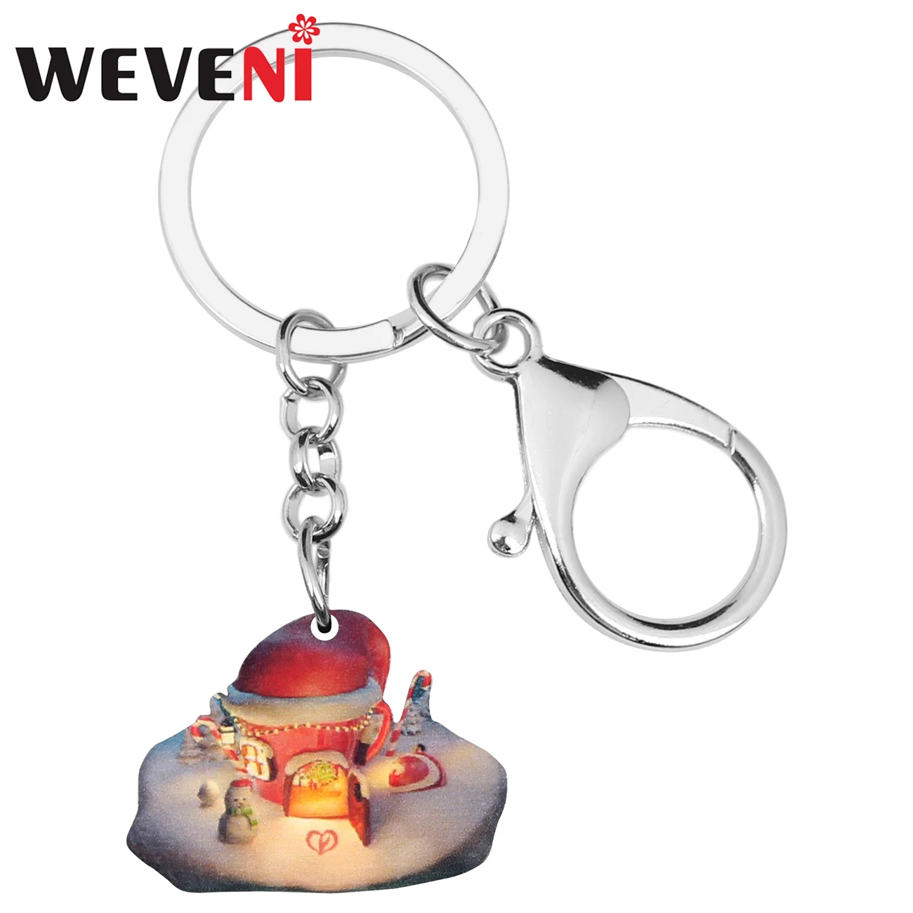 WEVENI акриловые рождественские аниме дом Снеговик ключи цепочки Ключи Кольца
