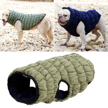 

Soft Pet Jacket Double Sided Cozy Cold Weather With Harness Hole Solid Winter Warm Dog Clothes Outdoor Walking Windproof Fashion