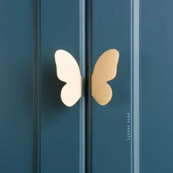 

Nordic Style Brass Furniture Handles Luxury Gold Butterfly Cabinet Drawer Pulls E7CB