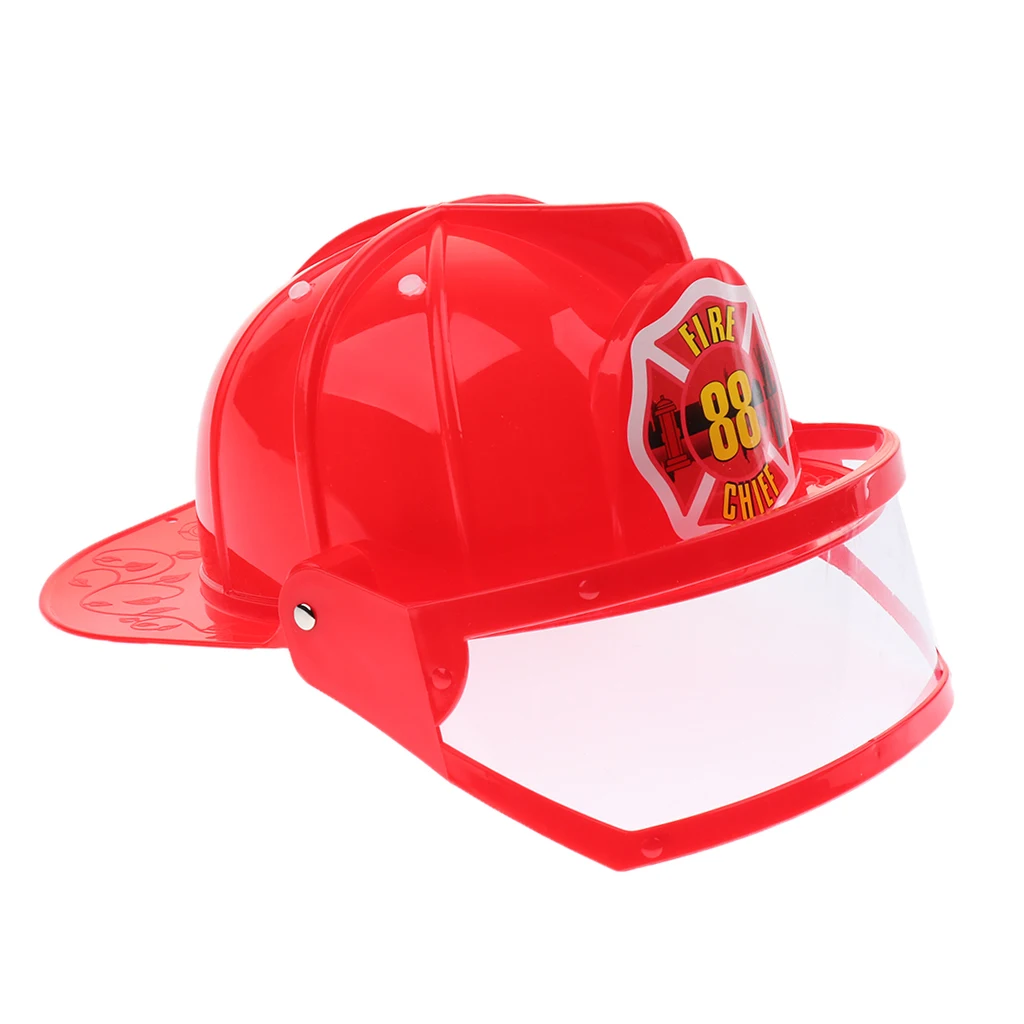 Children Fireman Helmet Firefighter Hat Fancy Dress Accessories Kids Halloween Party Role Play Toy –Red