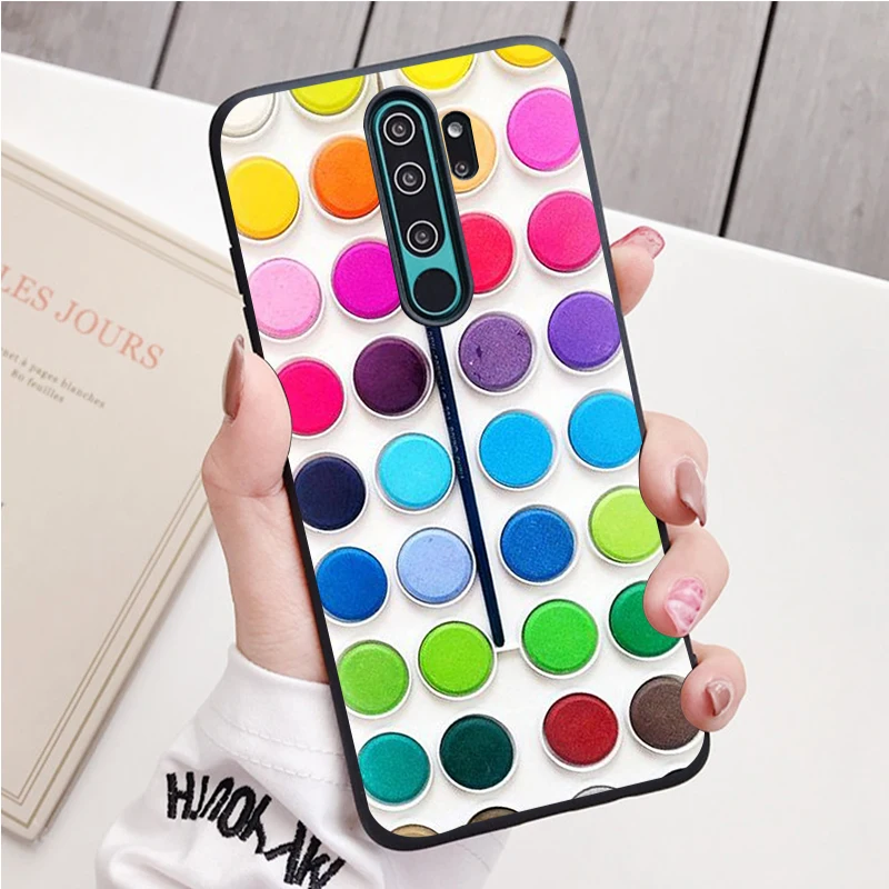 Watercolors Set Paint Palette black Silicone Phone Case For Redmi note 9 8 7 Pro S 8T 7A Cover xiaomi leather case design