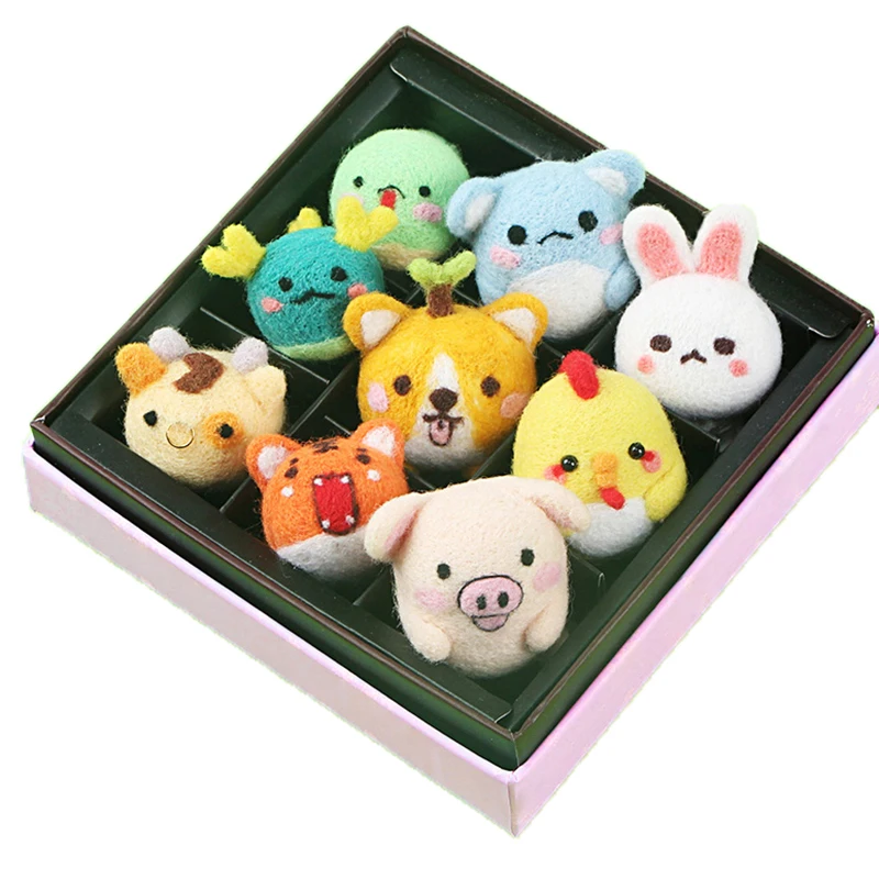 4-9 шт. домашние животные игрушки для кошек кукла шерсть вязание крючком кукла войлочная игла тыкающаяся игрушка для собак DIY животное собака кролик шерсть валяния материал не Готовая - Цвет: 9 pcs set