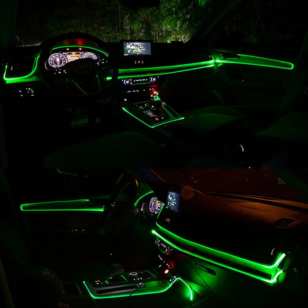 Приложение Smart Phone control многоцветный RGB светодиодный автомобиль для интерьера, с мелкими полосками, дверная доска DIY атмосферные огни с неоновыми полосками 6 м
