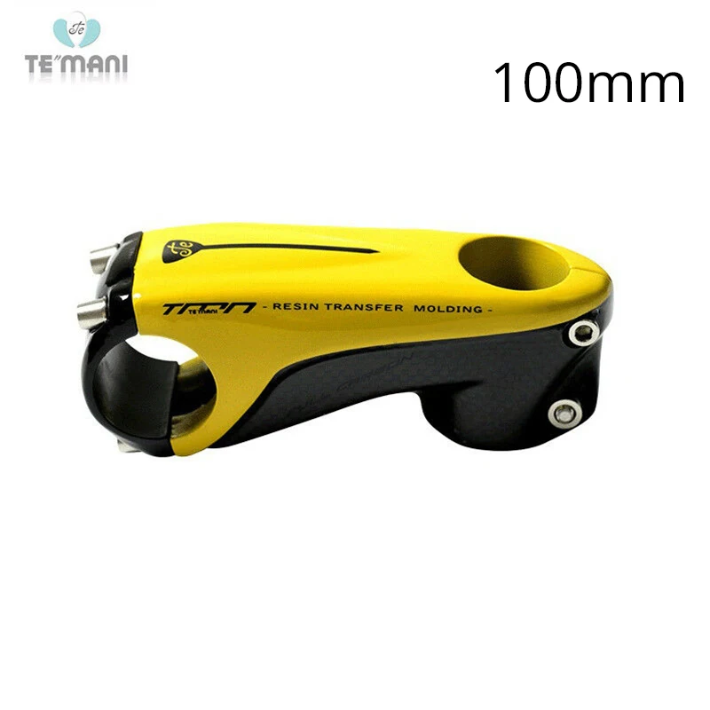 Yellow 100mm TEMANI велосипедный руль стебли Горный Дорожный велосипед из углеродного волокна 31,8*80/90/100/110 мм легкий вес 1-1/" складной велосипед - Цвет: Yellow 100mm