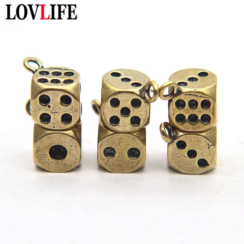 Brass Dice Key Chain Pendants Metal Dice Key Chain Pendants Brass