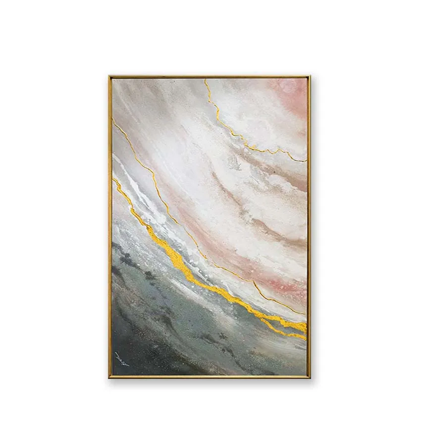 cuadros para el hogar декор для комнаты gold line abstract pictures Hand drawn oil painting on canvas wall art poster for room