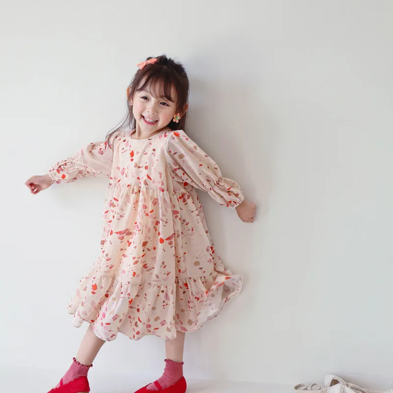 girls pink floral dress