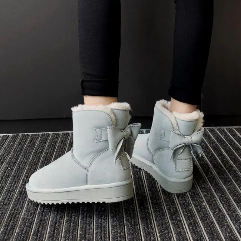 Coolcept/женские зимние ботинки теплая зимняя обувь из натуральной кожи на меху женские ботильоны с бантом модная обувь со стразами Размеры 35-40