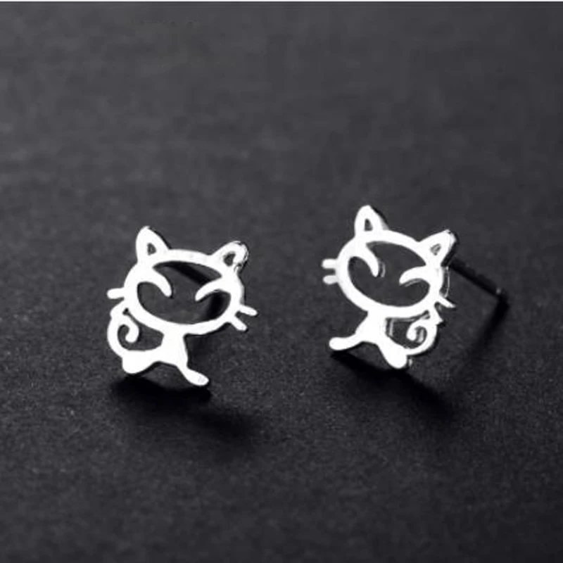

Drop Shipping Hypoallergenic Cut Cat Stud Earring for Women 925 Sterling Silver Earring Sterling-Silver-Jewelry Pendientes