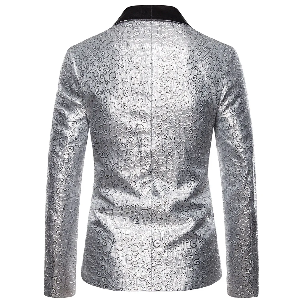 CYSINCOS мужской пиджак с отложным воротником, дизайнерский Золотой блестящий пиджак с блестками, 2XL, куртка для диджея, клуба, сцены, певицы, одежда, свадебные костюмы
