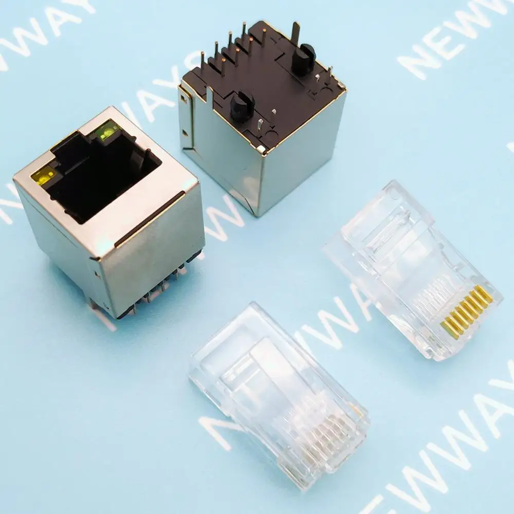 20 шт./лот Rj45 5224 8P8C 180 градусов Сетевая розетка с лампой и кристальной головкой 8Pin