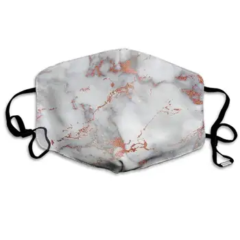 

AGRBLUEN Unisex Breathable Reusable Rose Gold Marble White Mouth Mask, Adjustable Earloop Anti Dust Pollution Half Face Mask