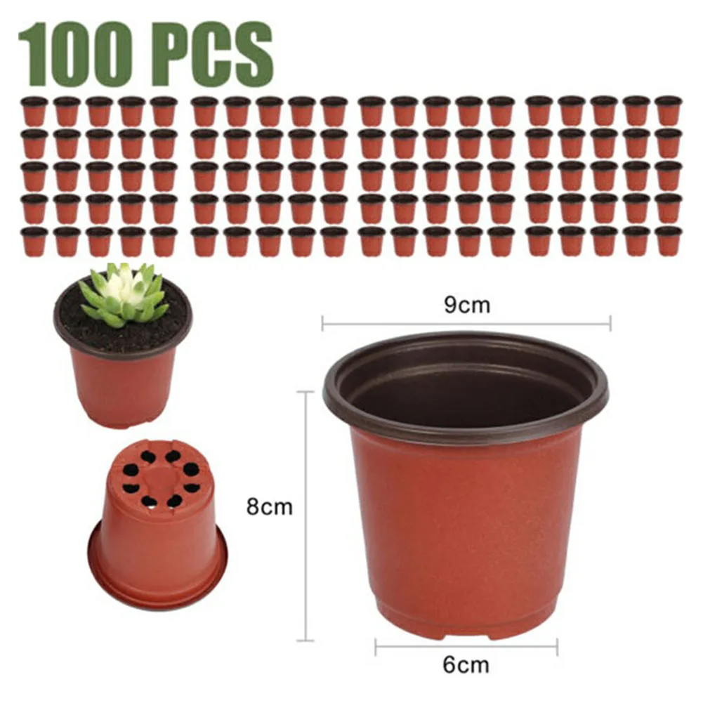 100Pcs Flowerpot Plastic Grow Box Fall Resistant Tray For Home Garden Plants Nursery Cup Transplant Flower Plant Pots 4