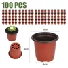 100Pcs Flowerpot Plastic Grow Box Fall Resistant Tray For Home Garden Plants Nursery Cup Transplant Flower Plant Pots 4