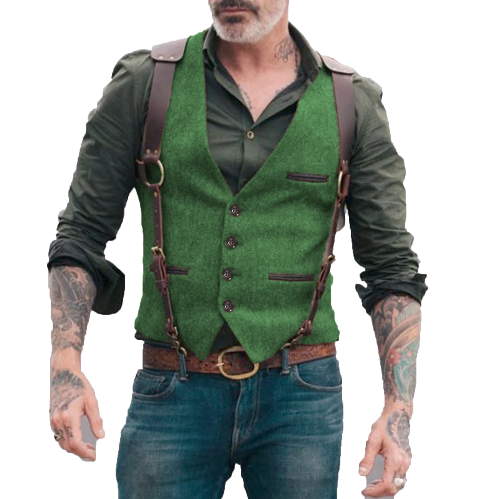 Men's Suit Vest Herringbone V Neck Business Formal Dress Waistcoat for Wedding Suit or Tuxedo 5