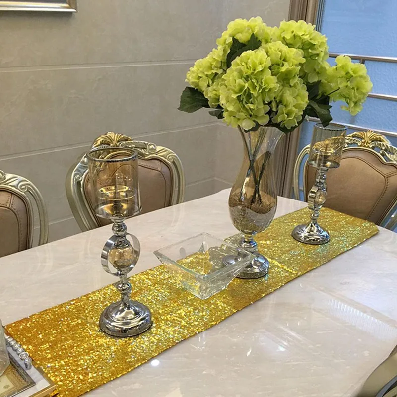 30x180cm 30x275cm Gold Rose Gold Silver Sequin Table Runner For Party 1pc Table Cloth Weddings Festival Decoration Table Runners