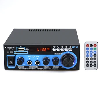 

Mini Power Amplifier Audio MP3 Player FM Radio BT Digital Audio Receiver LCD Display Dual Microphone Input Bluetooth Amplifier