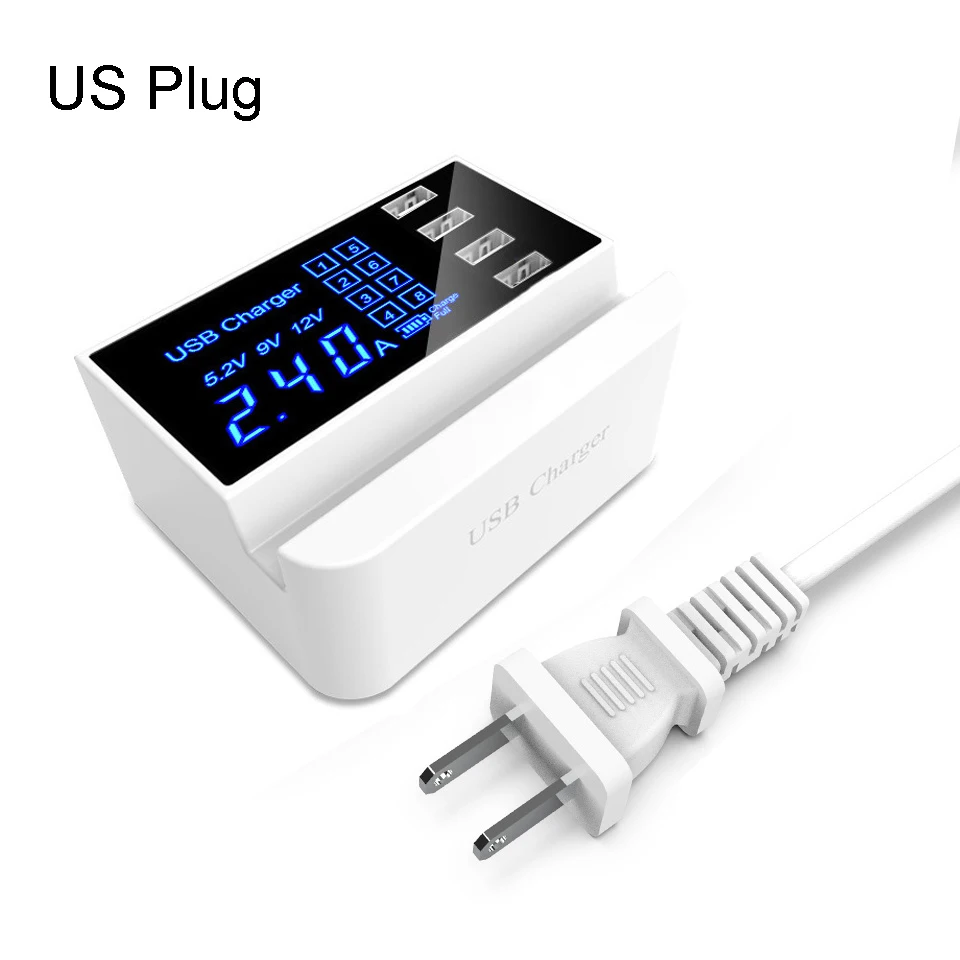 4USB Charger US 4 порта Мульти USB зарядное устройство Usb светодиодный адаптер настенное зарядное устройство для мобильного телефона Быстрая зарядка Настольная док-станция EU US UK вилка - Тип штекера: 4USB Charger US