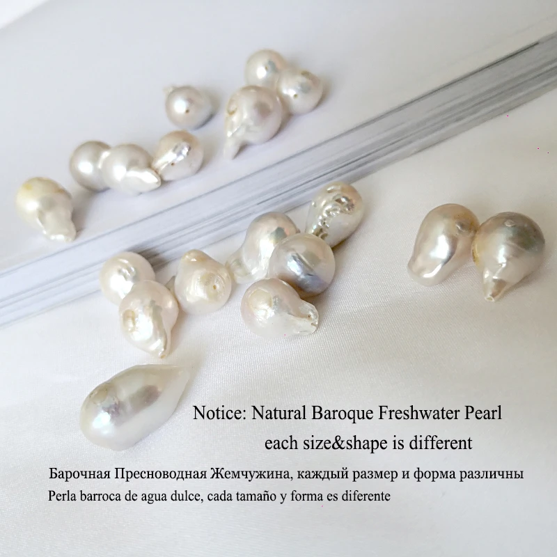 Peri'sBox 2019 Natural Baroque Freshwater Pearl Drop Earrings Gold Small Circle Large White Pearl Earrings for Women Pearl Charm - Image 2