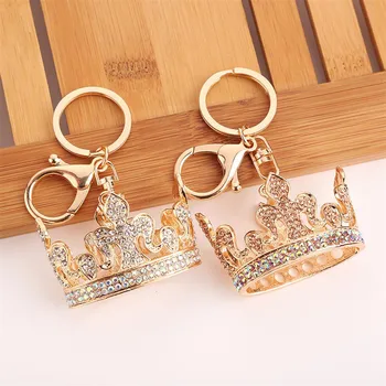 

Crown Crystal Keyrings Bag Accessories Bling Keychain Charm Pendant For Bag Women Key Ring Holder Pompoms Key Chains Accessories