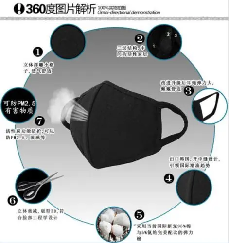 New Unisex Men Women Cycling Anti-Dust Sports Mouth Cotton Face Mask Respirator Washable Mask Mouth Face Health Mask