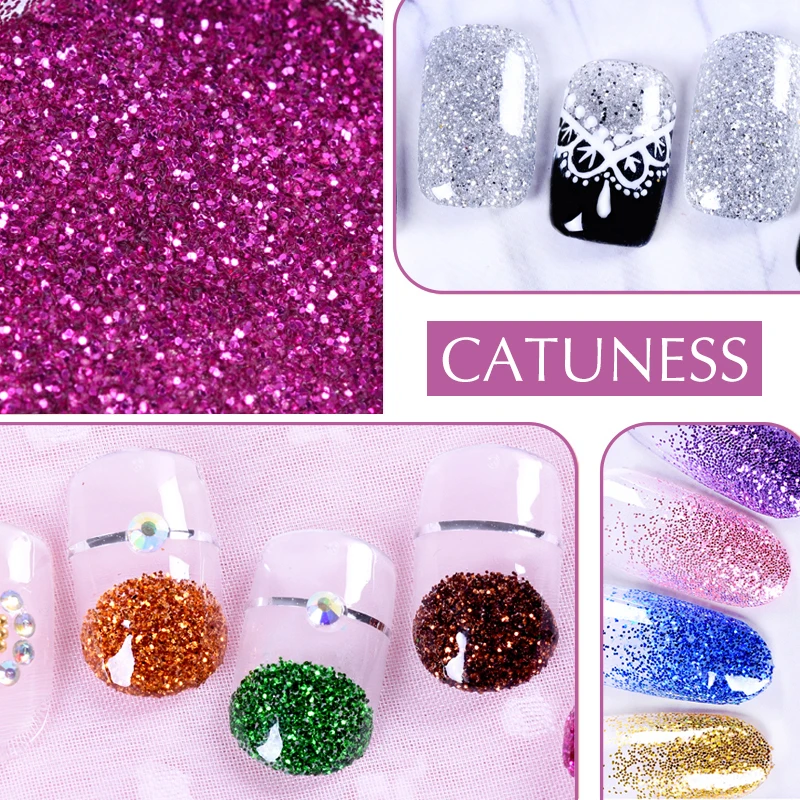 

CATUNESS Glitter Beauty Silver Colors Sequins Sparkly Rhinestone/Powder Dust Trendy Nail 3D DIY Nail Art