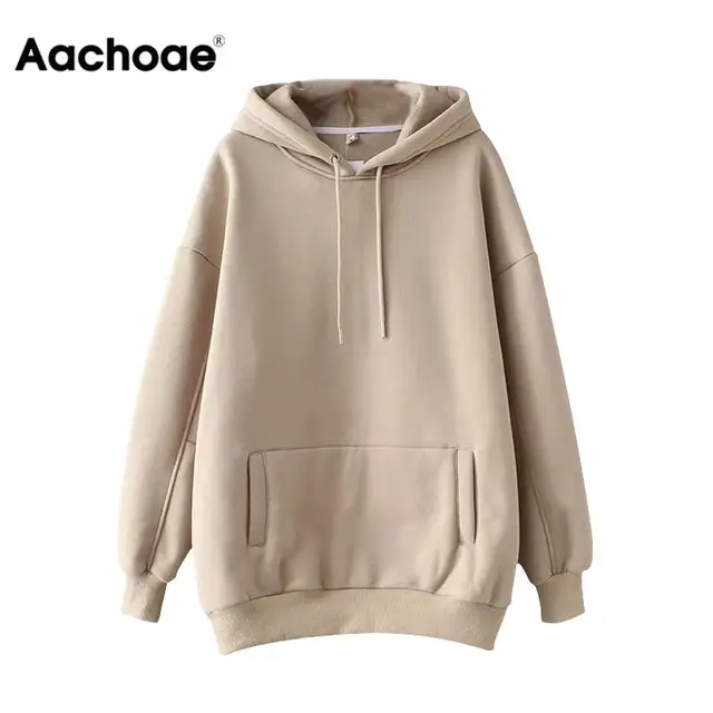 US $16.98 Aachoae Casual Solid Hooded Hoodies Women Batwing Long Sleeve Plus Size Sweatshirts Autumn Pullover