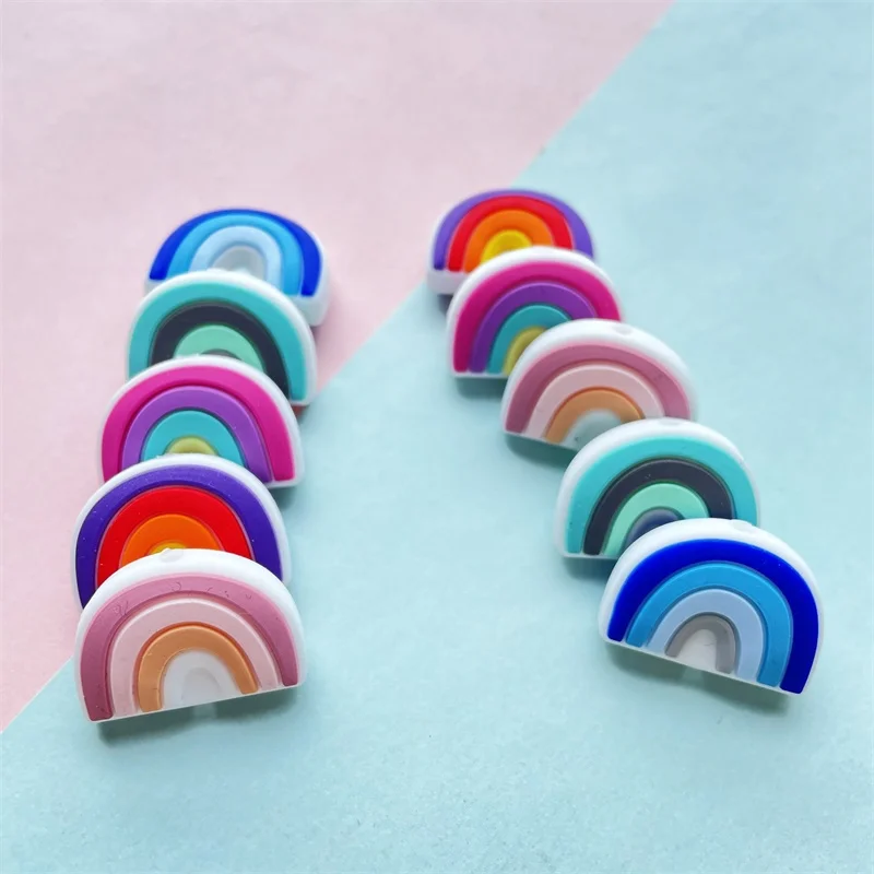 1PCS Silicone Rainbow Teether Bead BPA-Free Baby Accessories Beads Kids Teeth Nursing DIY Food Grade Infant Nursing Teether Toy 4