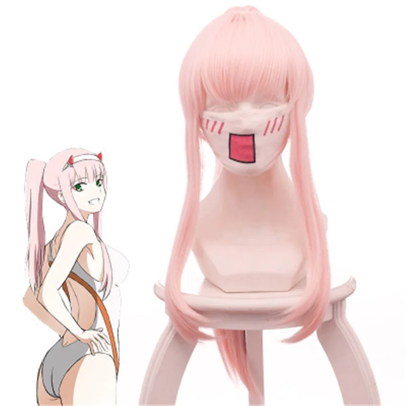 

Darling in the Franxx Code 02 Cosplay Wig Swimming Hairstyle Pink Two Ponytail Long Synthetic Hair Role Play Swimwear Props Wigs