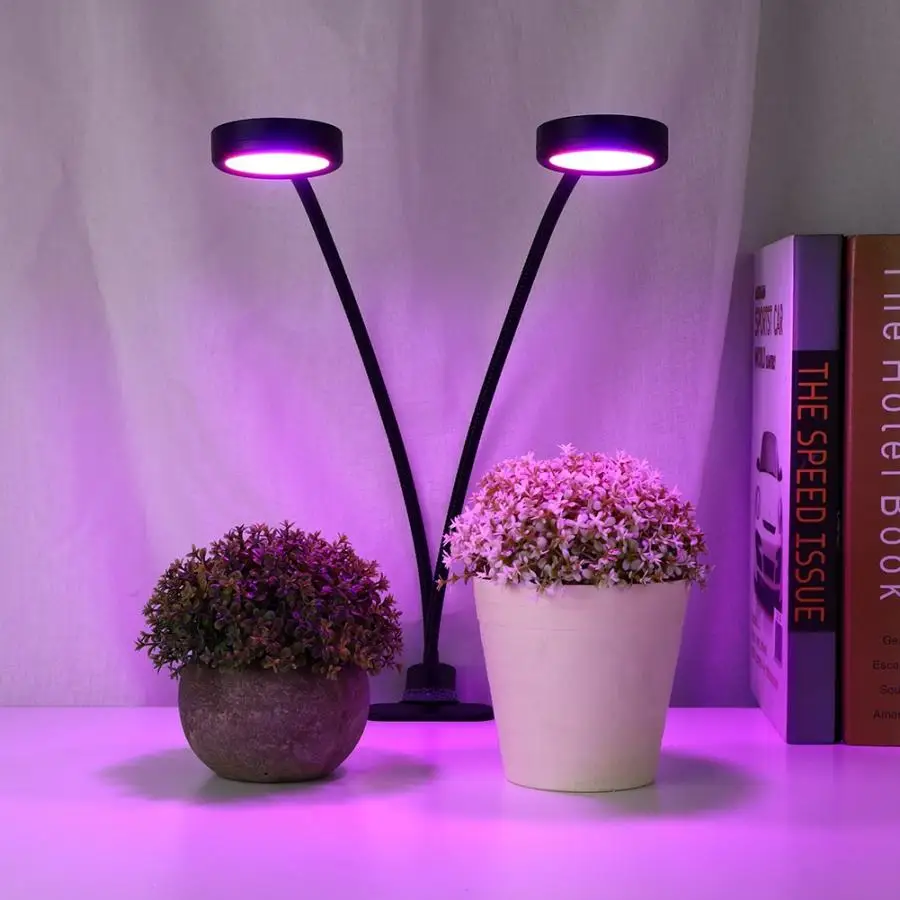 18 W Double LED Plant Grow Clip-on Light USB Charging 5 Lighting Mode Timing Fish Light New