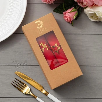 

A set of napkins with rings Ethel "Stars" 40 * 40 - 2 pcs., Col. red / gold, 100% cotton, twill 5193843