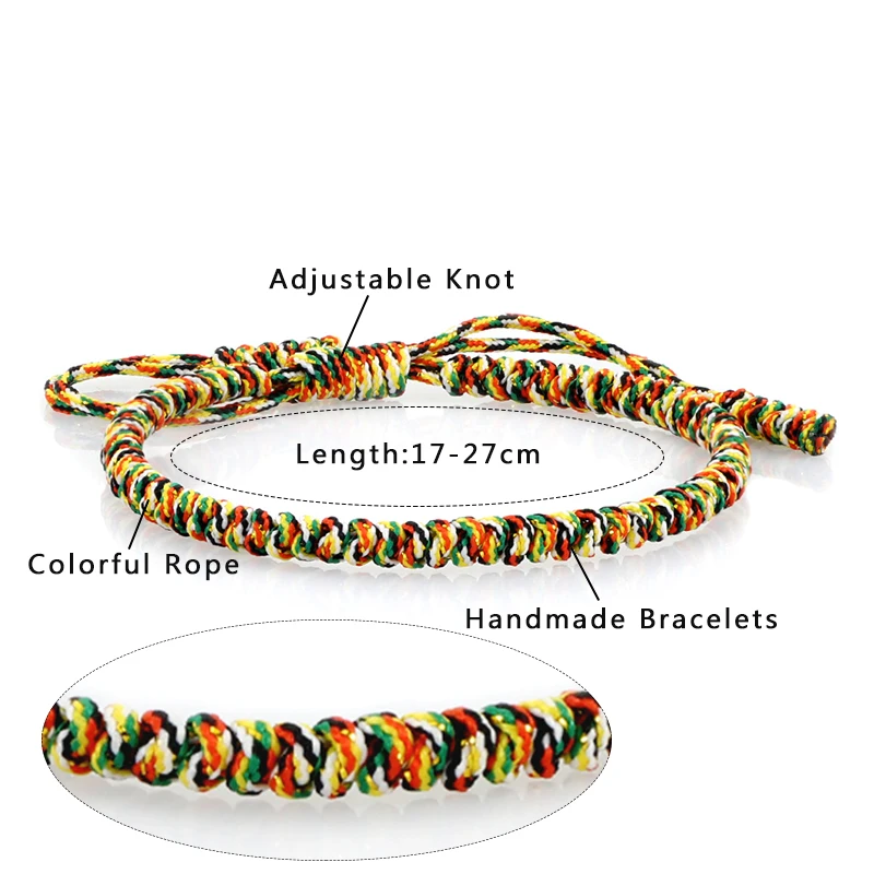 Bracelet Jewelry Bohemian Multi Color Rope Bracelet Adjustable Handmade Knots Tibetan Thread Bracelets & Bangles For Women Men Lovers