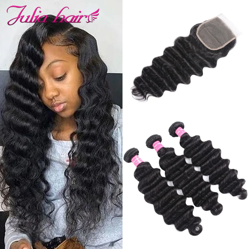 Malaysian Loose Deep Human Hair Bundles With Closure Make to Lace Closure Wig Pre Plucked Higher Density Remy 4x4 Lace Front Wig (8)