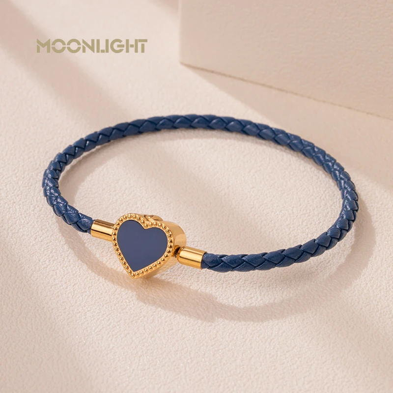 MOONLIGHT Good Lucky Red String Braided Leather Bracelet Love Heart Charm Bracelets For Women Wedding Gifts Friendship Jewelry | Украшения