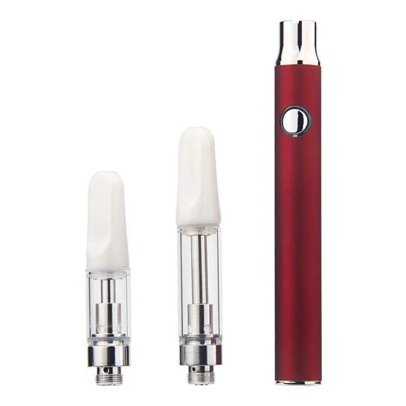 Красный CBD, перо для электронной сигареты, комплект, электронная сигарета, 350 мАч, подогрев, 510 нить, батарея, керамическая катушка, мод КБР масло Rta картридж с испарителем vapes kit - Цвет: Красный