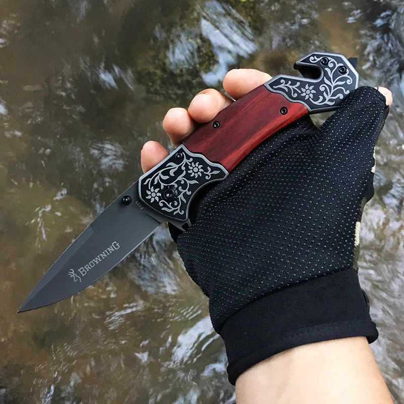 Black brown Открытый резак 440c резак нож практичный Кемпинг складной карманный нож мульти-фу - Color: Black brown