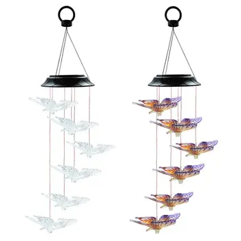 

Butterfly LED Solar Light Romantic Windbell Lights Wind Chime Light String Lamp Color Changing for Patio Yard Decor CN