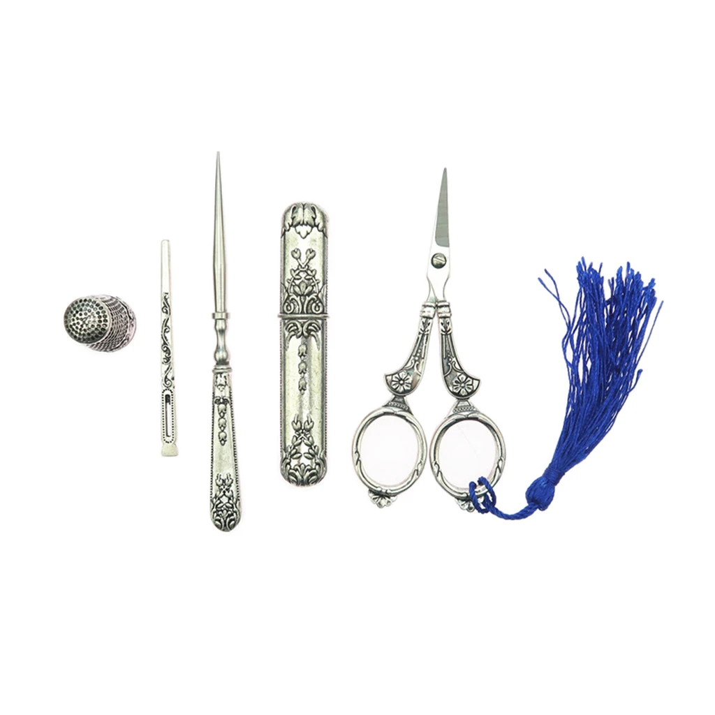 Kit de ciseaux à broder, Kit de couture vintage antique européen, Outils de couture  vintage complets avec ciseaux à broder, étui à aiguilles à coudre